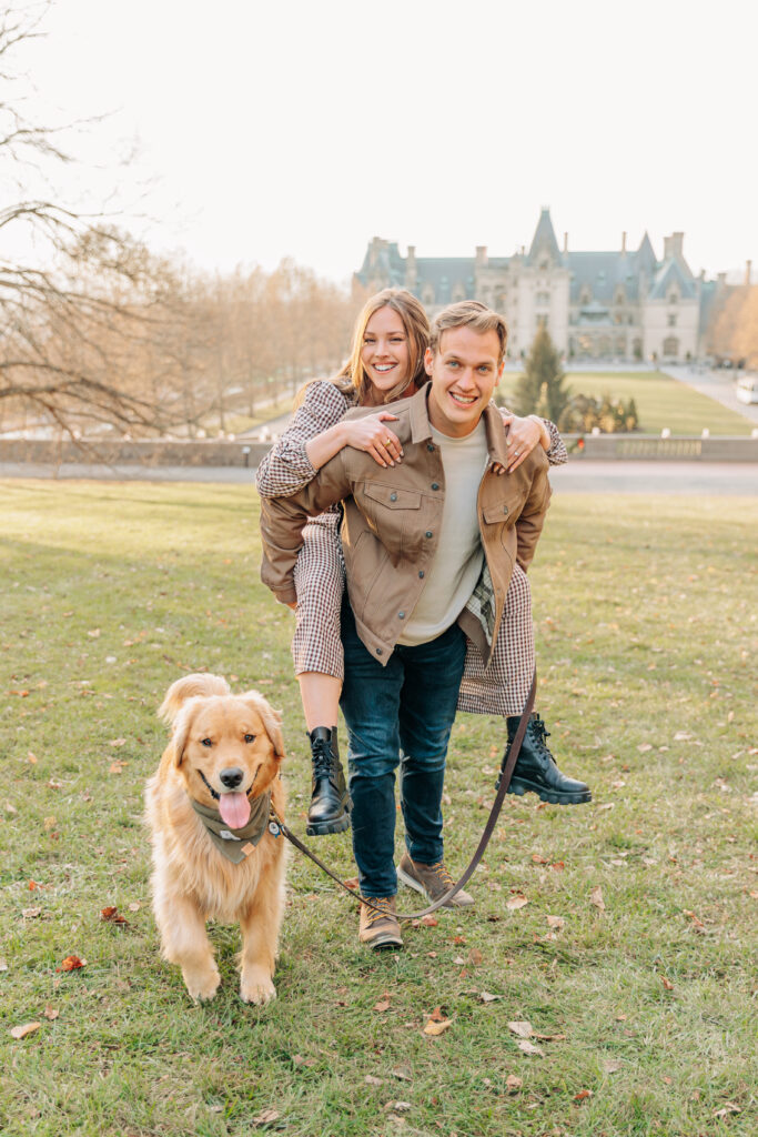 Couples photo session at the Biltmore Estate at Christmas in Asheville, North Carolina captured by Rachel Marie Photography