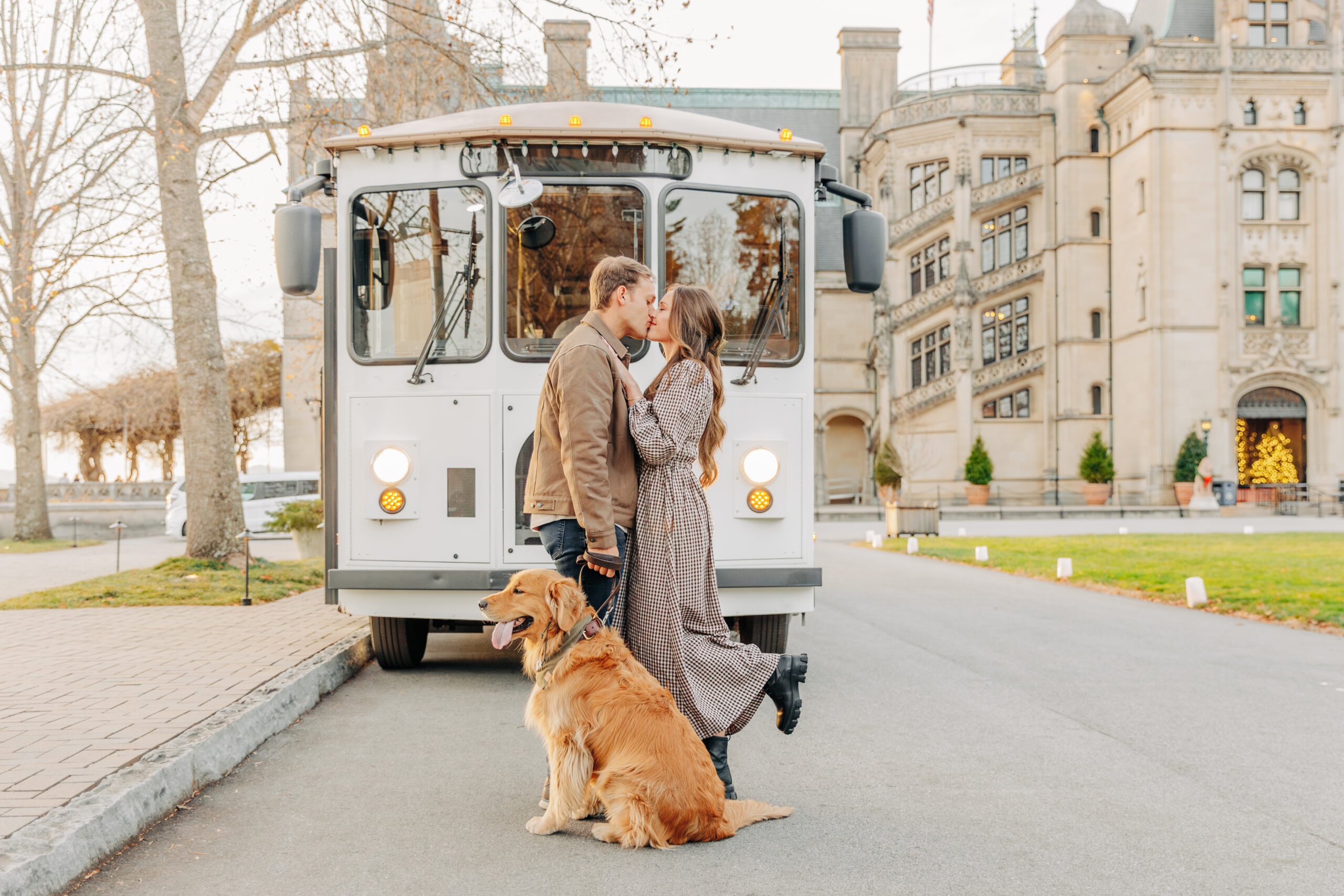 Couples photo session at the Biltmore Estate at Christmas in Asheville, North Carolina captured by Rachel Marie Photography