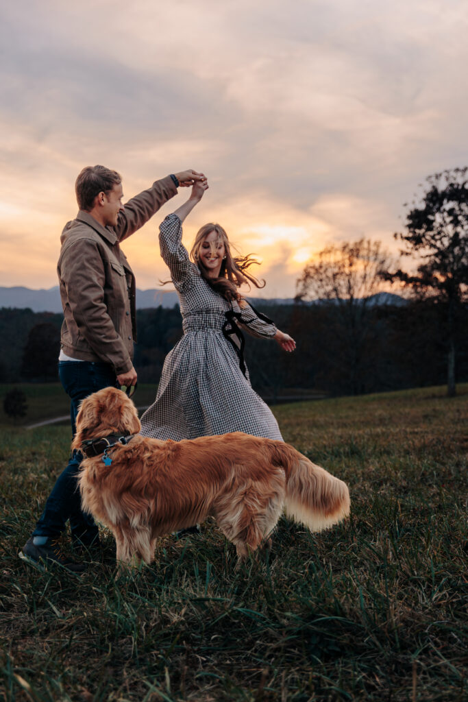 Couples family photo session with mountain views at Biltmore Estate in Asheville, NC with Rachel Marie Photography