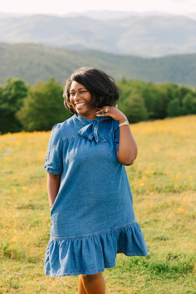 sunset mountain view family adventure photo session at Bear Wallow Mountain in Hendersonville, NC with family with two teenagers
