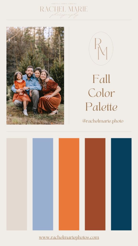 Asheville Family Photographer photographs family for Christmas Tree Farm Mini Sessions with a beautiful Fall Color Palette