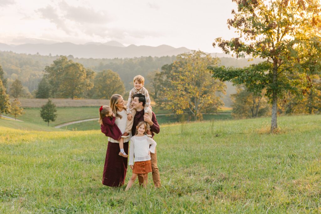 Fall family photos at the Biltmore Estate meadows with Asheville Family Photographer Rachel Marie Photography