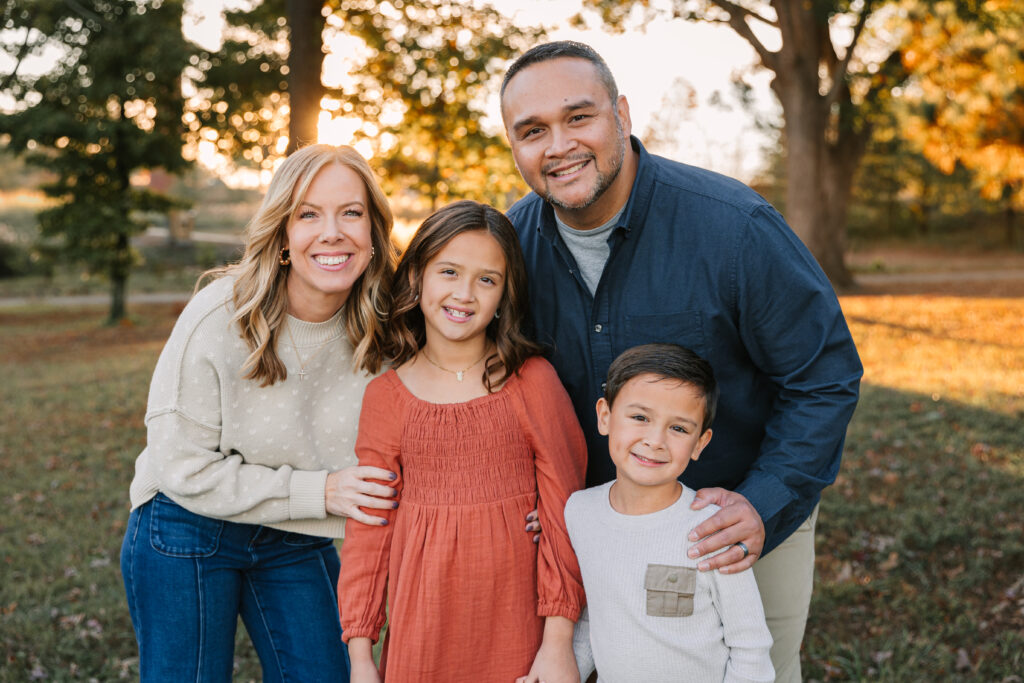 Family smiles together for fall family photo session with Asheville Photographer, Rachel Marie Photography