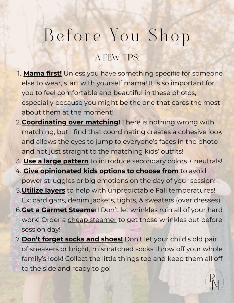 2025 Fall Family Styling Guide created by Asheville Family Photographer Rachel Marie Photography