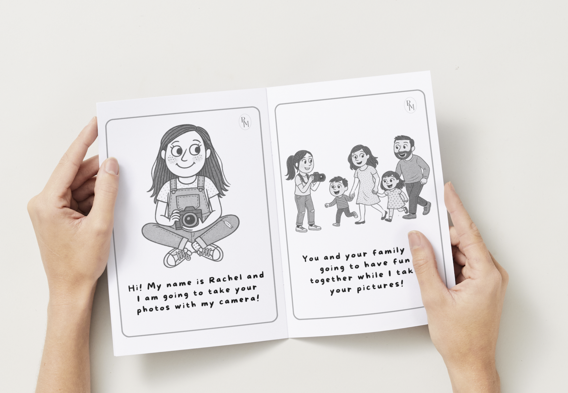 Family Photography Social Story and Coloring Book for Kids to complete to prepare for what a photo session is going to be like