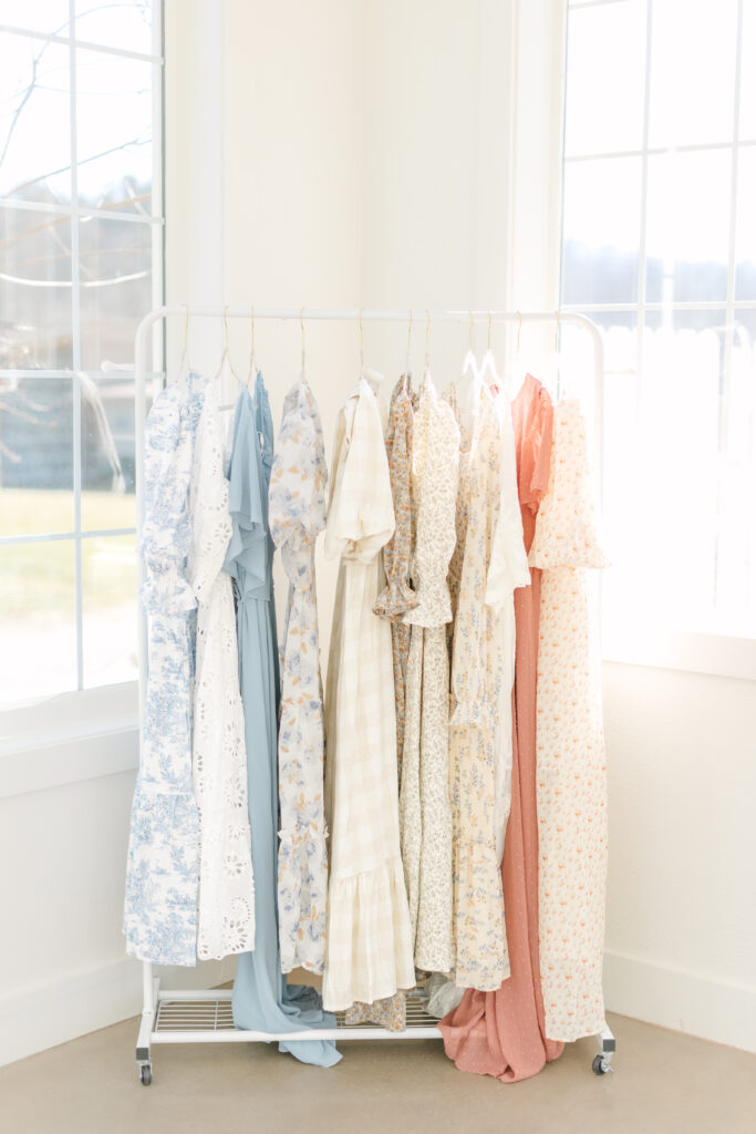 Client Closet with a selection of maternity, bump-friendly dresses curated by Asheville Maternity and Newborn Photography