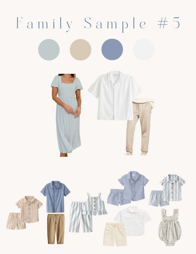 Coordinate spring outfits for mom, dad and kids in a spring color palette to help families shop for family photos with Asheville Family Photographer, Rachel Marie Photography