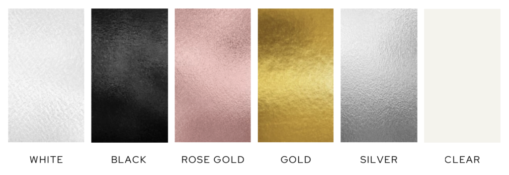 embossment color options for family's to choose as their photo album title for their newborn photography session with asheville newborn photographer, Rachel Marie Photography