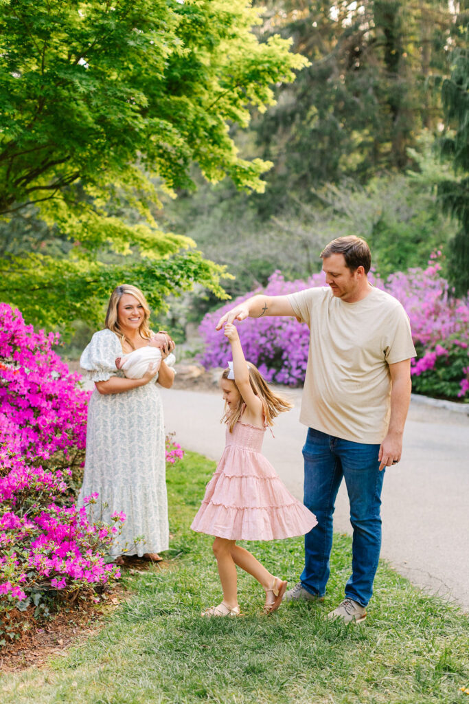 biltmore estate azalea newborn photo session in asheville, nc with asheville family photographer Rachel Marie Photography